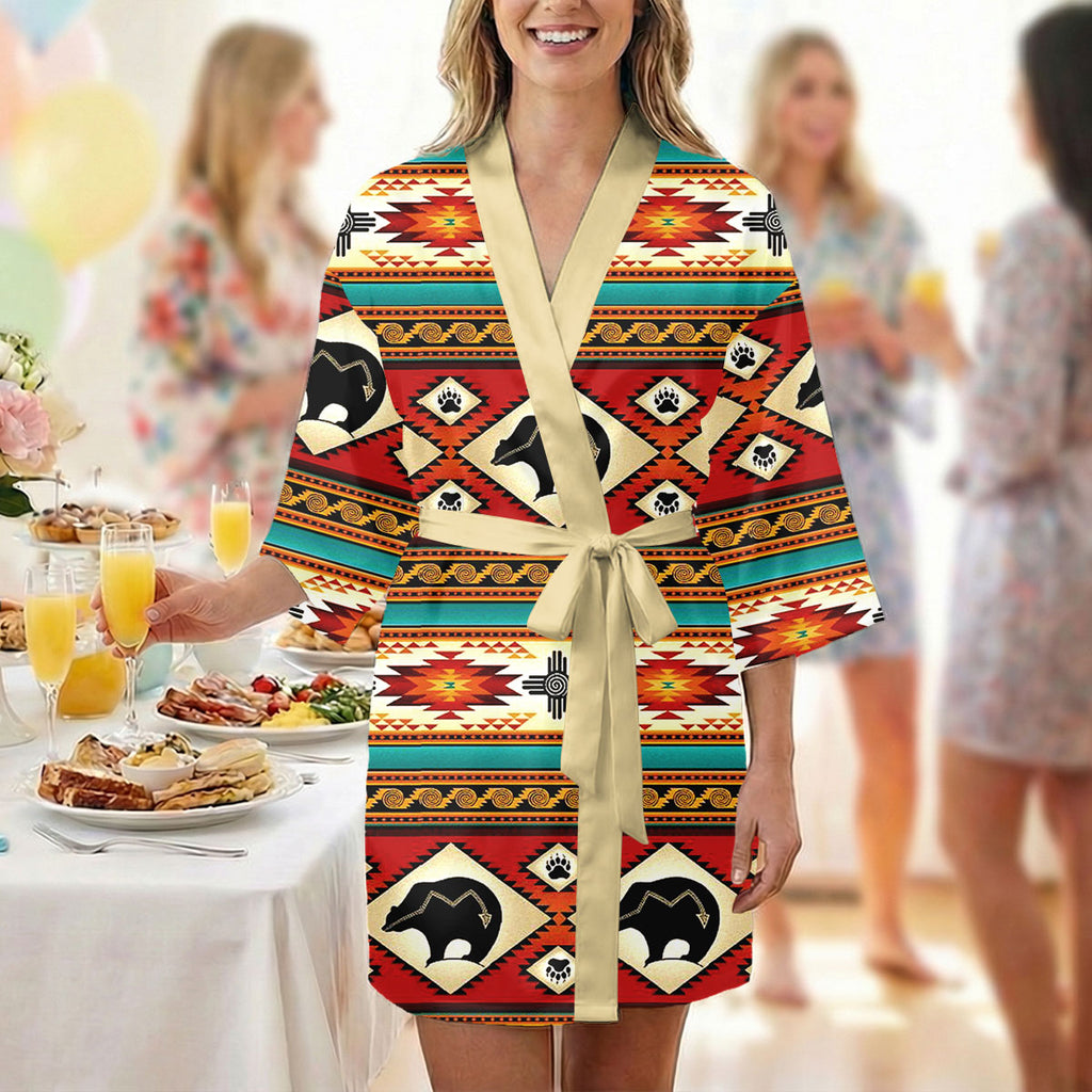 GB-NAT00274-01 Native American Women Satin Wedding Robe