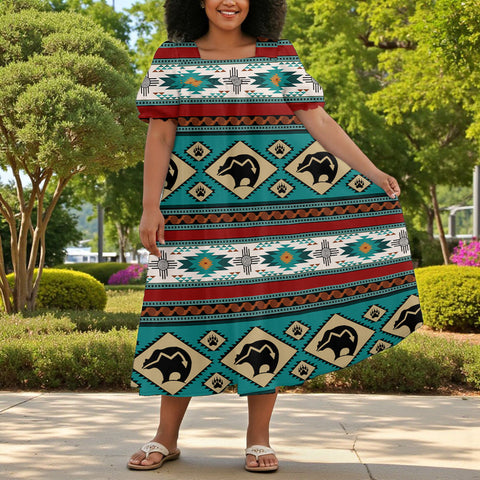 GB-NAT00274-02 Native American Puff Sleeve Straight Skirt