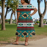 GB-NAT00274-02 Native American Puff Sleeve Straight Skirt
