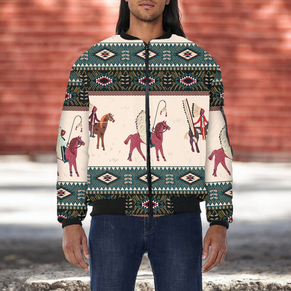GB-NAT00284 Native American Bomber Jacket With Sleeve Pocket