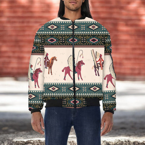 GB-NAT00284 Native American Bomber Jacket With Sleeve Pocket
