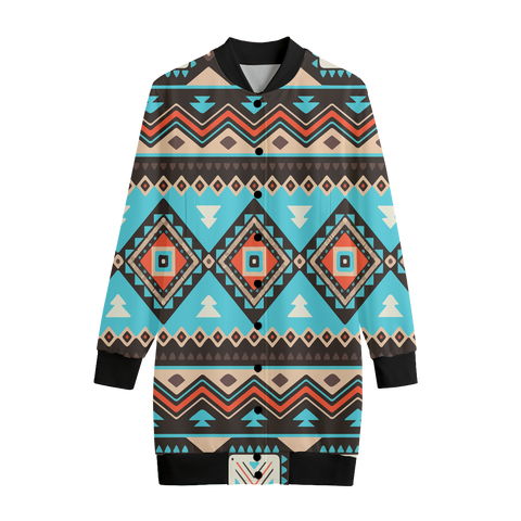 GB-NAT00319 Tribal Line Shapes Ethnic  Native American Women's Long Jerseys