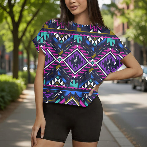 GB-NAT00380 Native American Women Open-Back Crossover Workout Tee