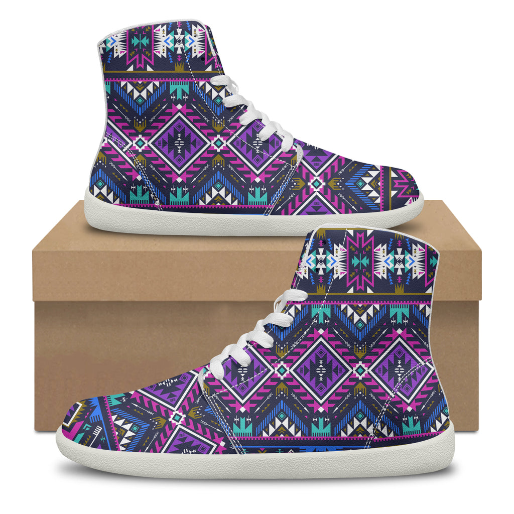 GB-NAT00380 Purple Tribe Native American High Top Barefoot Shoes