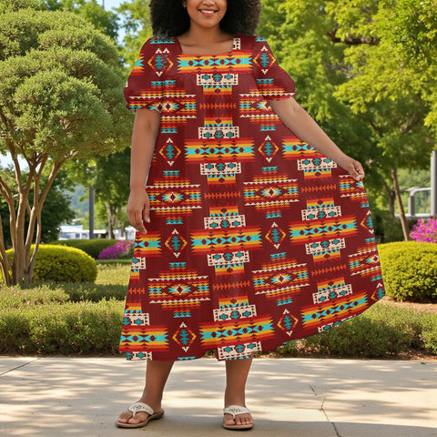 GB-NAT00402-02 Native American Puff Sleeve Straight Skirt