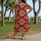 GB-NAT00402-02 Native American Puff Sleeve Straight Skirt