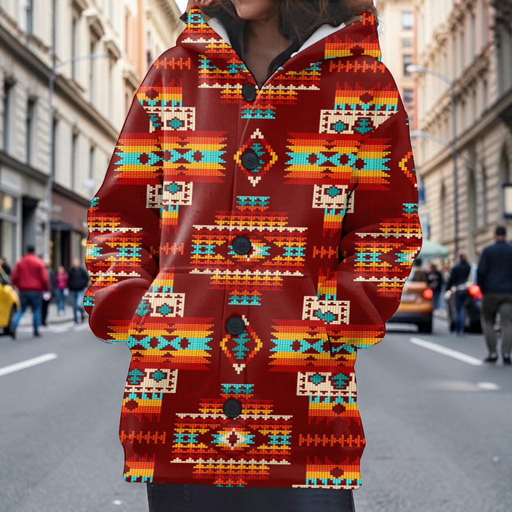 GB-NAT00402-02 Native American Women Knitted Hooded Jacket