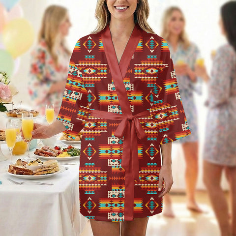 GB-NAT00402-02 Native American Women Satin Wedding Robe