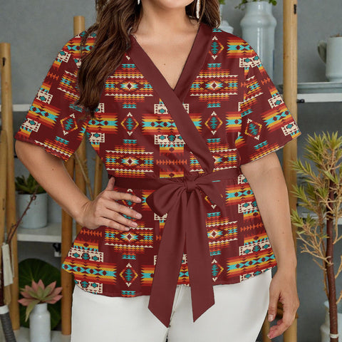 GB-NAT00402-02 Native American Women Wrap Blouse
