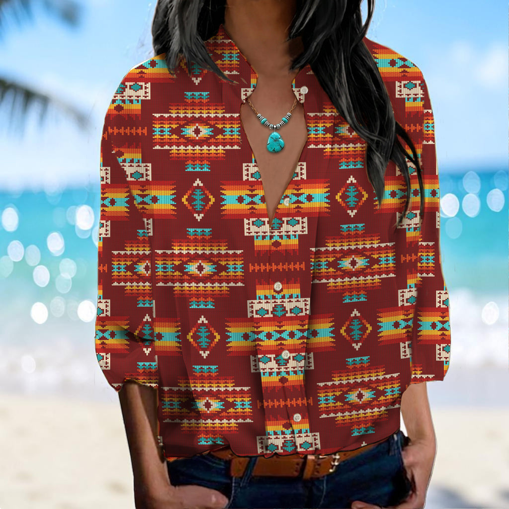 GB-NAT00402-02 Native American Women's Long-Sleeved Shirt