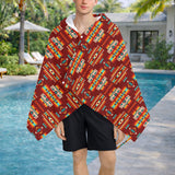 GB-NAT00402-02 Pattern Native American Hooded Towel Poncho