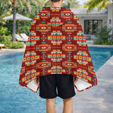 GB-NAT00402-02 Pattern Native American Hooded Towel Poncho