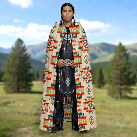 GB-NAT00402-03 Native American AOP Unisex Hooded Cloak for Kids and Adults