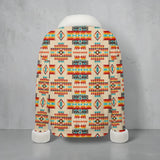 GB-NAT00402-03 Native American Faux Knit V-Neck Sweater Top with Fur Trim