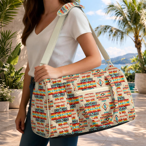 GB-NAT00402-03 Native American Quilted Travel Bag with Adjustable Strap