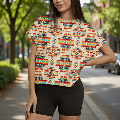 GB-NAT00402-03 Native American Women Open-Back Crossover Workout Tee