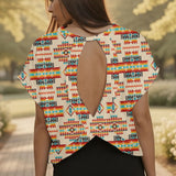GB-NAT00402-03 Native American Women Open-Back Crossover Workout Tee