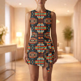 GB-NAT00402 Native American Women Sleeveless Bodysuit Dress