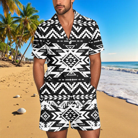 GB-NAT00441 Native American Men Short Sleeve Button Pajamas