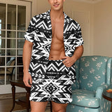 GB-NAT00441 Native American Men Short Sleeve Button Pajamas