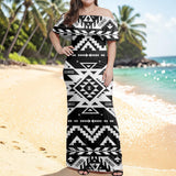 GB-NAT00441 Native American Off Shoulder Ruffle Maxi Dress