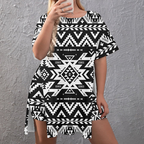 GB-NAT00441 Native American Side Split Top and Shorts Set - Plus Size
