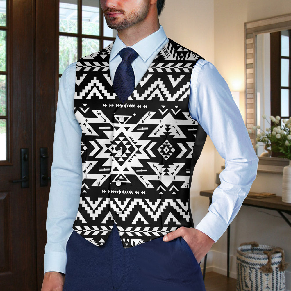 GB-NAT00441 Native American Suit Vest Jacket Print One Side Front