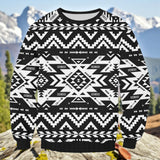 GB-NAT00441 Native American Unisex Drop-shoulder Knitted Fleece Sweater