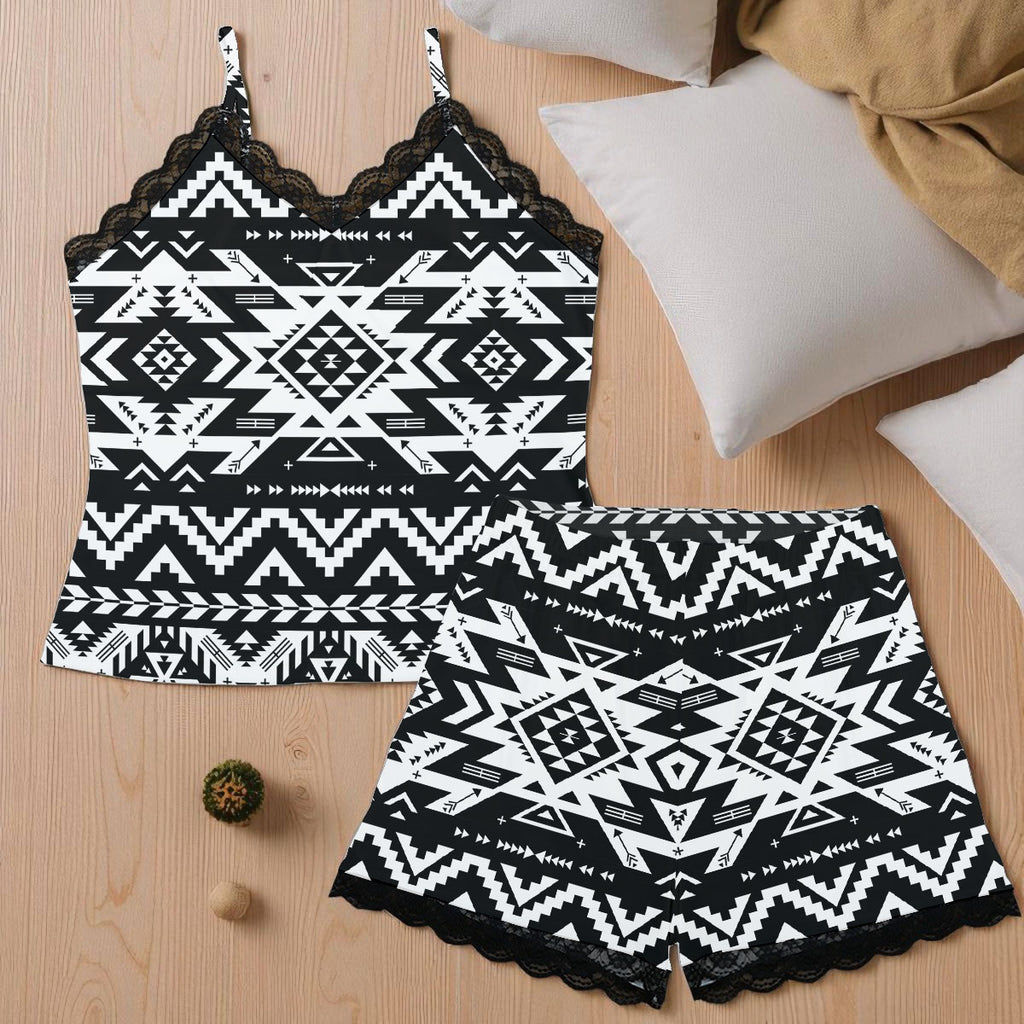 GB-NAT00441 Native American Women Cami Home Suit With Lace Edge