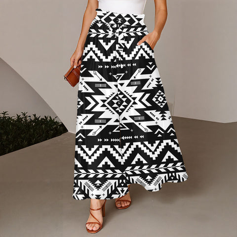 GB-NAT00441 Native American Women Ruffled Wide-Leg Pants