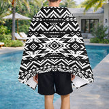 GB-NAT00441 Pattern Native American Hooded Towel Poncho