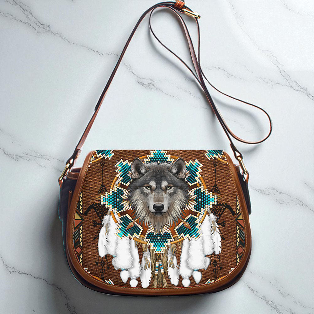 GB-NAT00446-05 Wolf Native American Saddle Bag