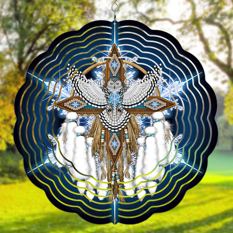GB-NAT00494 Owl Native American Wind Spinner
