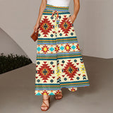 GB-NAT00512 Native American Women Ruffled Wide-Leg Pants