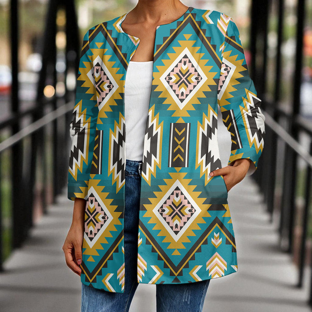 GB-NAT00517 Native American Women Faux Sweater Cardigan