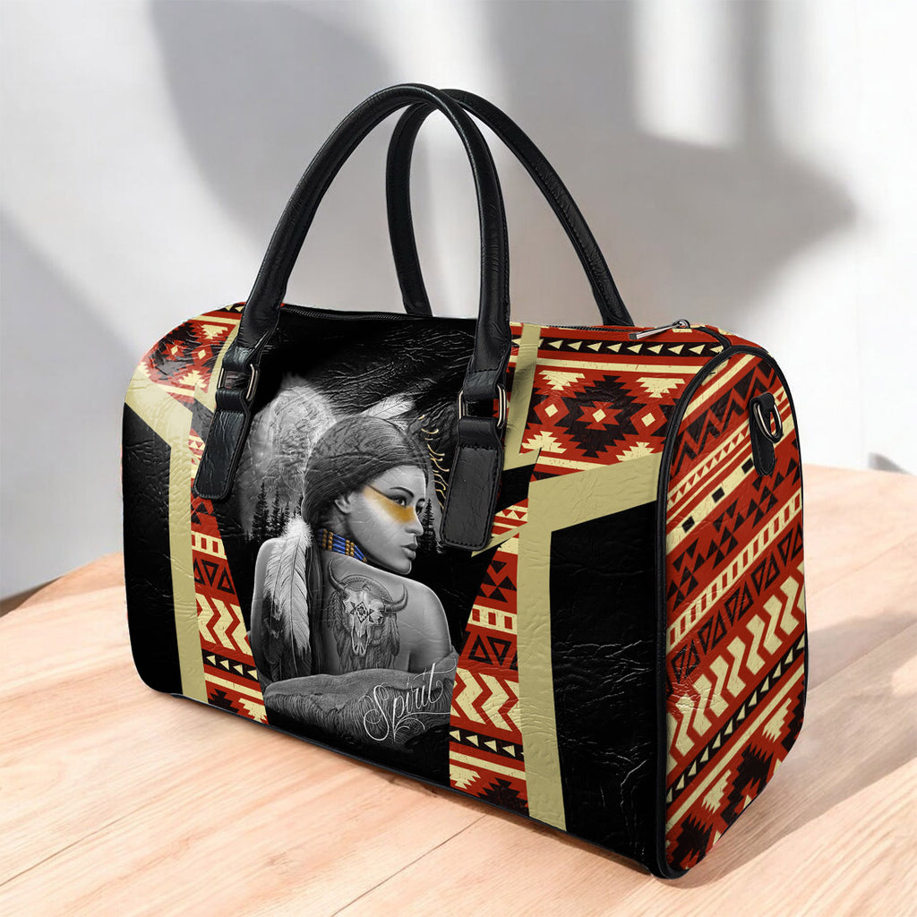 GB-NAT00521 Woman Spirit Native American Leather Travel Bag