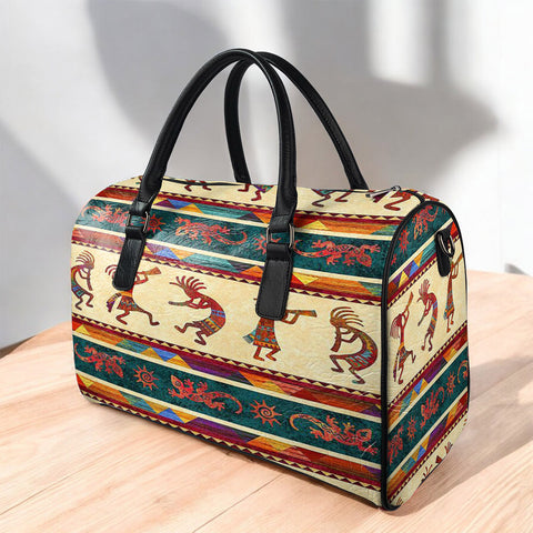 GB-NAT00525 Kokopelli Native American Leather Travel Bag