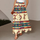 GB-NAT00525 Native American Women Ruffled Wide-Leg Pants