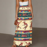 GB-NAT00525 Native American Women Ruffled Wide-Leg Pants