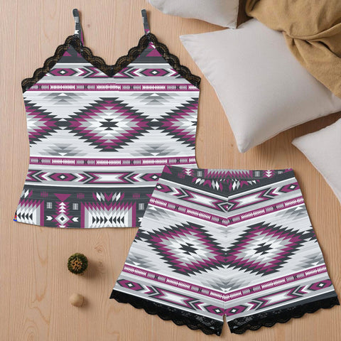 GB-NAT00528-02 Native American Women Cami Home Suit With Lace Edge