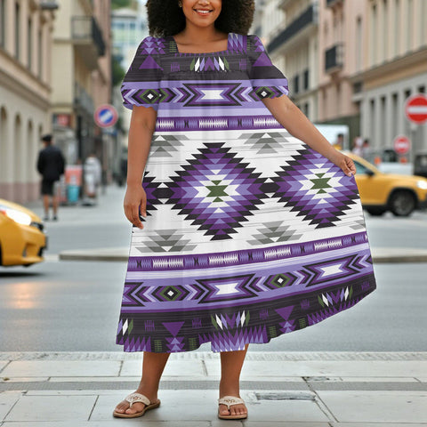 GB-NAT00528-03 Native American Puff Sleeve Straight Skirt