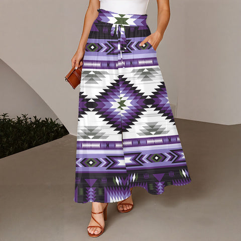 GB-NAT00528-03 Native American Women Ruffled Wide-Leg Pants