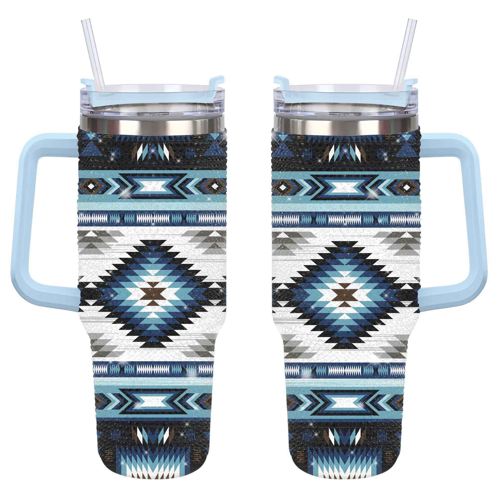 GB-NAT00528 Tribes Pattern Rhinestone Diamond 40oz Tumbler