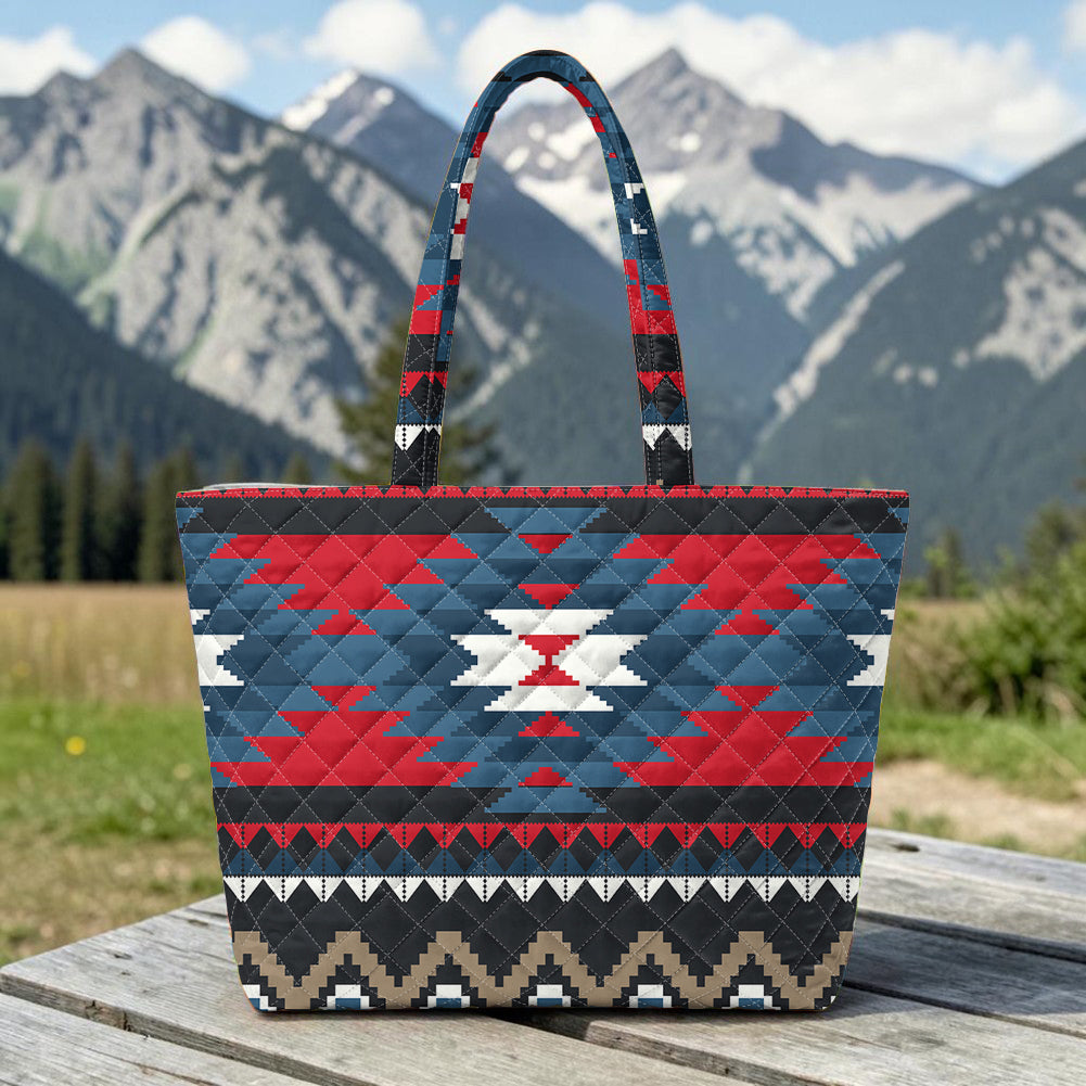 GB-NAT00529 Native American Quilted Shoulder Tote Bag