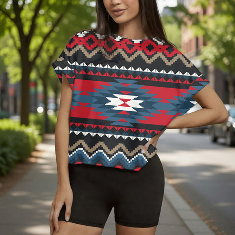 GB-NAT00529 Native American Women Open-Back Crossover Workout Tee