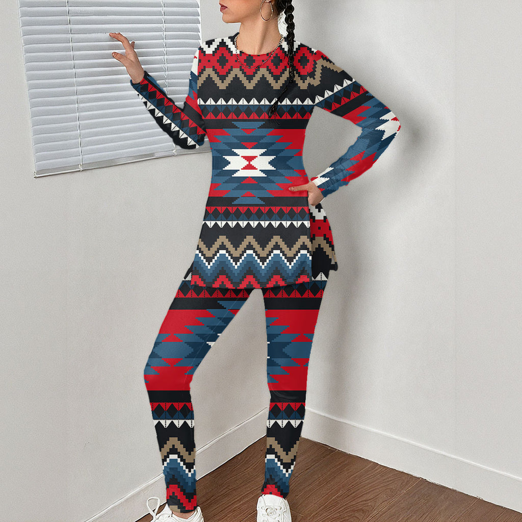 GB-NAT00529 Native American Women Side Split T-shirt Set