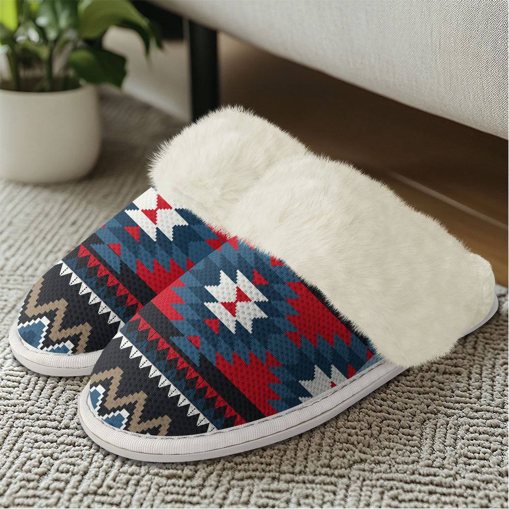 GB-NAT00529 Ornamental Native American Slippers With Fur Edges