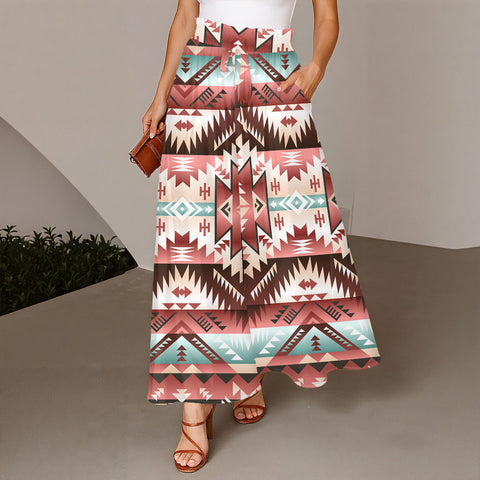 GB-NAT00540 Native American Women Ruffled Wide-Leg Pants