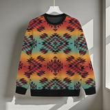 GB-NAT00541 Native American Unisex Drop-shoulder Knitted Fleece Sweater