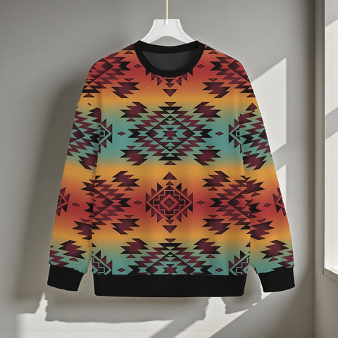 GB-NAT00541 Native American Unisex Drop-shoulder Knitted Fleece Sweater